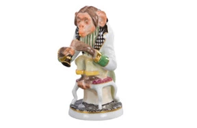 Фигурка Meissen Шимпанзе-кларнетист 19 см, О.Пильц, 1912г, фарфор