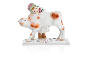Фигурка Meissen 12,5 см Девочка с бычком, Макс Бохманн, 1905г