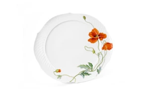 Блюдо овальное Meissen 35 см Игра волн, рельеф, маки