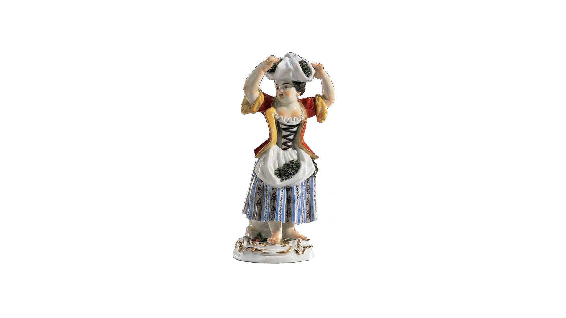 Фигурка Meissen 15,5 см Девочка с вязанкой на голове, И-ИКэндлер,1740г, пара к 60304