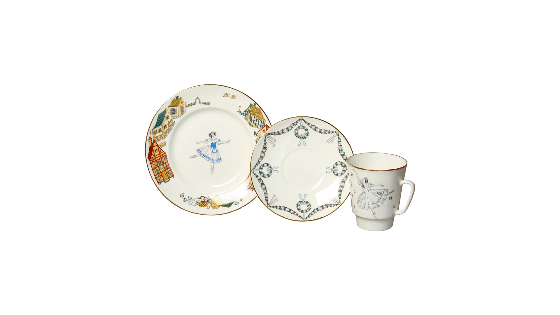 Набор кофейный ИФЗ Балет Жизель Майская 165 мл, 3 предмета, фарфор костяной