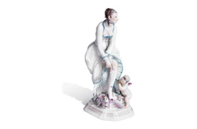 Фигурка Meissen 25 см Дама и Амур, Пауль Шойрих, 1922г