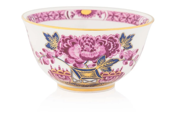 Пиала с блюдцем Meissen 60мл Индийские цветы, пурпурная