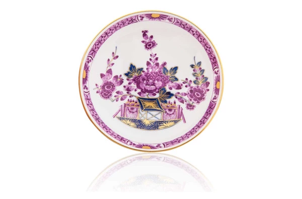 Пиала с блюдцем Meissen 60мл Индийские цветы, пурпурная