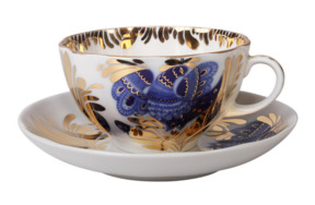 Чашка чайная с блюдцем ИФЗ Золотой сад Тюльпан 250 мл, фарфор твердый