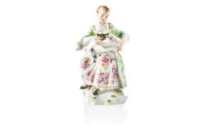Фигурка Meissen Девушка с кошкой, пара к 73295