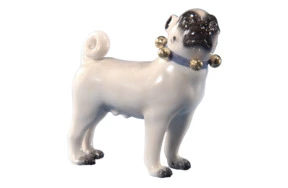 Фигурка Meissen Мопс с бубенцами 5 см, И-ИКэндлер, 1749 г, фарфор