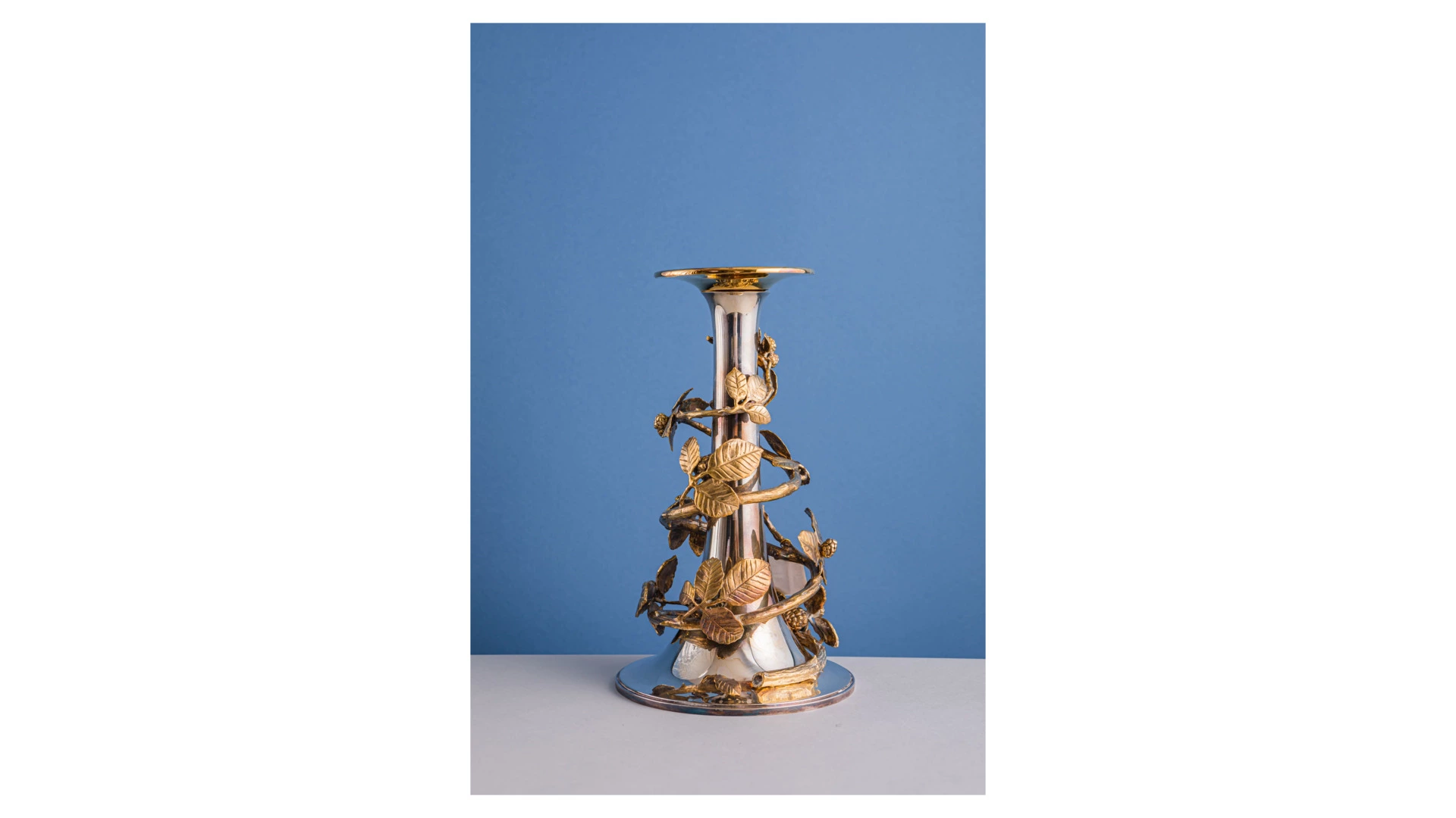 Подсвечник Odiot Золотая ягода 29 см, серебро 925 с позолотой