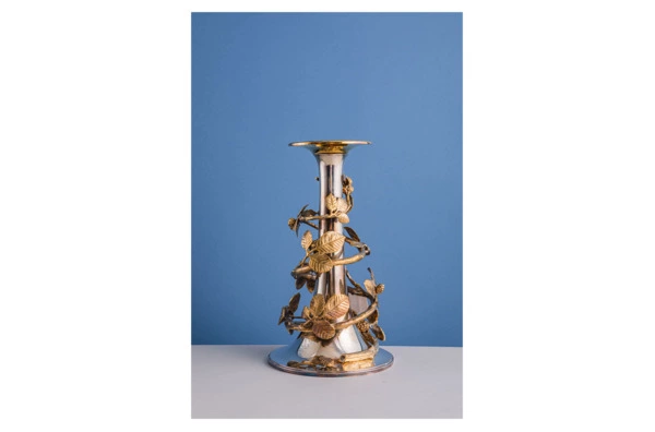 Подсвечник Odiot Золотая ягода 29 см, серебро 925 с позолотой