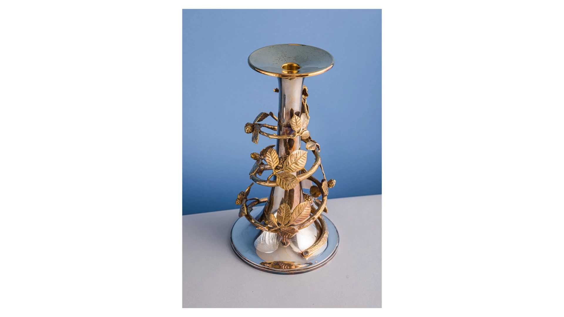 Подсвечник Odiot Золотая ягода 29 см, серебро 925 с позолотой