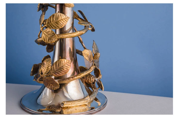 Подсвечник Odiot Золотая ягода 29 см, серебро 925 с позолотой