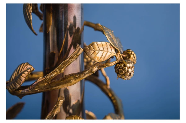 Подсвечник Odiot Золотая ягода 29 см, серебро 925 с позолотой