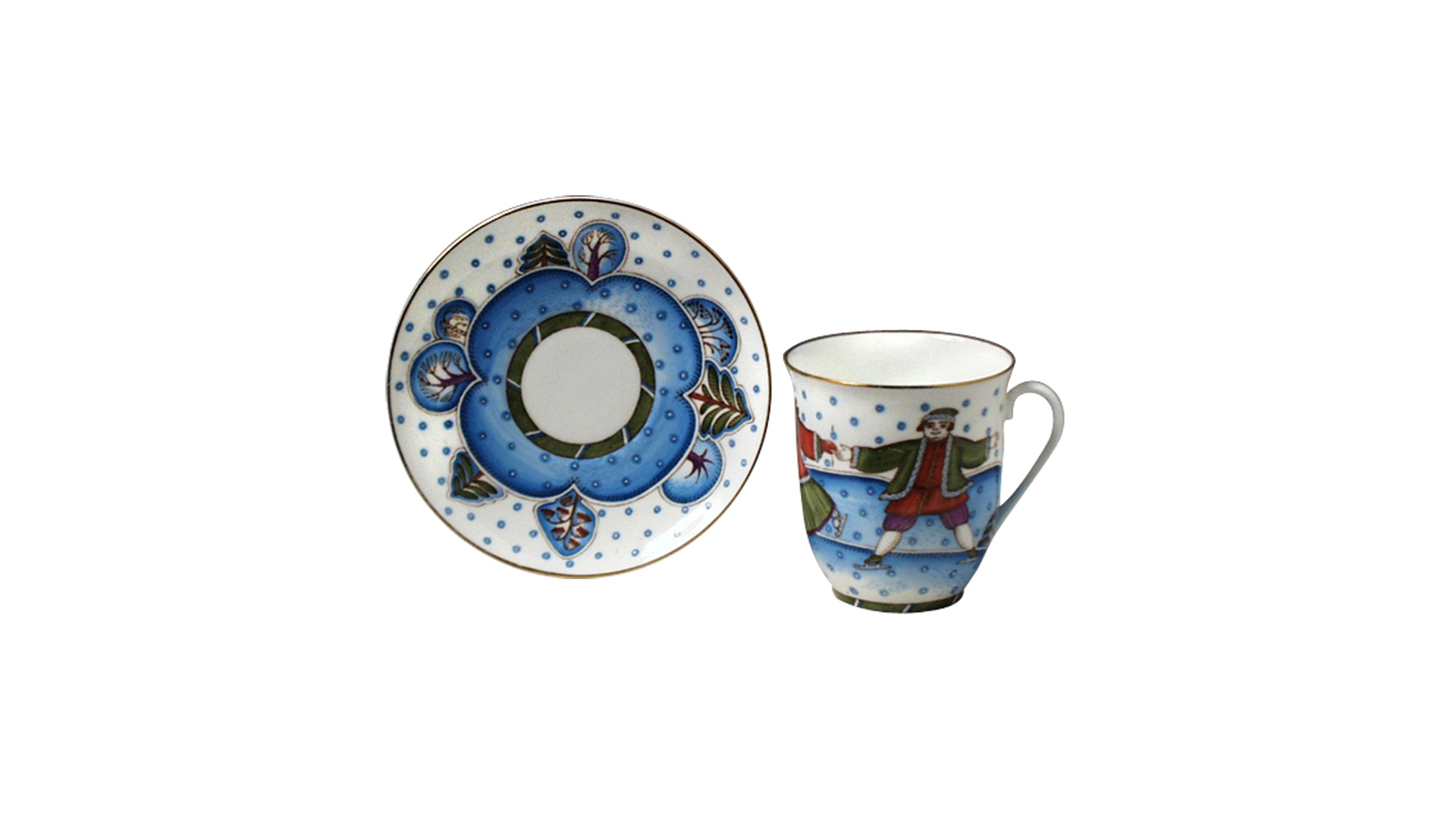 Чашка чайная с блюдцем ИФЗ Зимушка Росинка, фарфор костяной