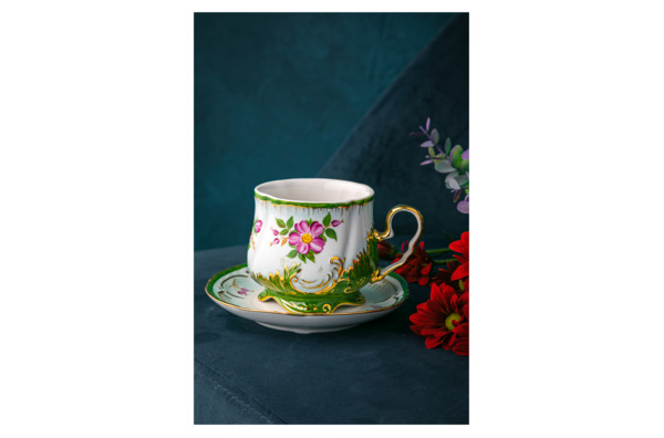 Чашка чайная с блюдцем Франц Гарднер в Вербилках Кузнецовская Нежность 350 мл, фарфор твердый