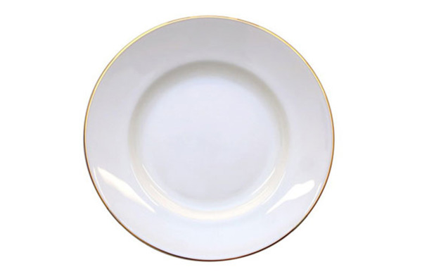 Тарелка пирожковая ИФЗ Золотой кантик Гладкая 15 см, фарфор костяной