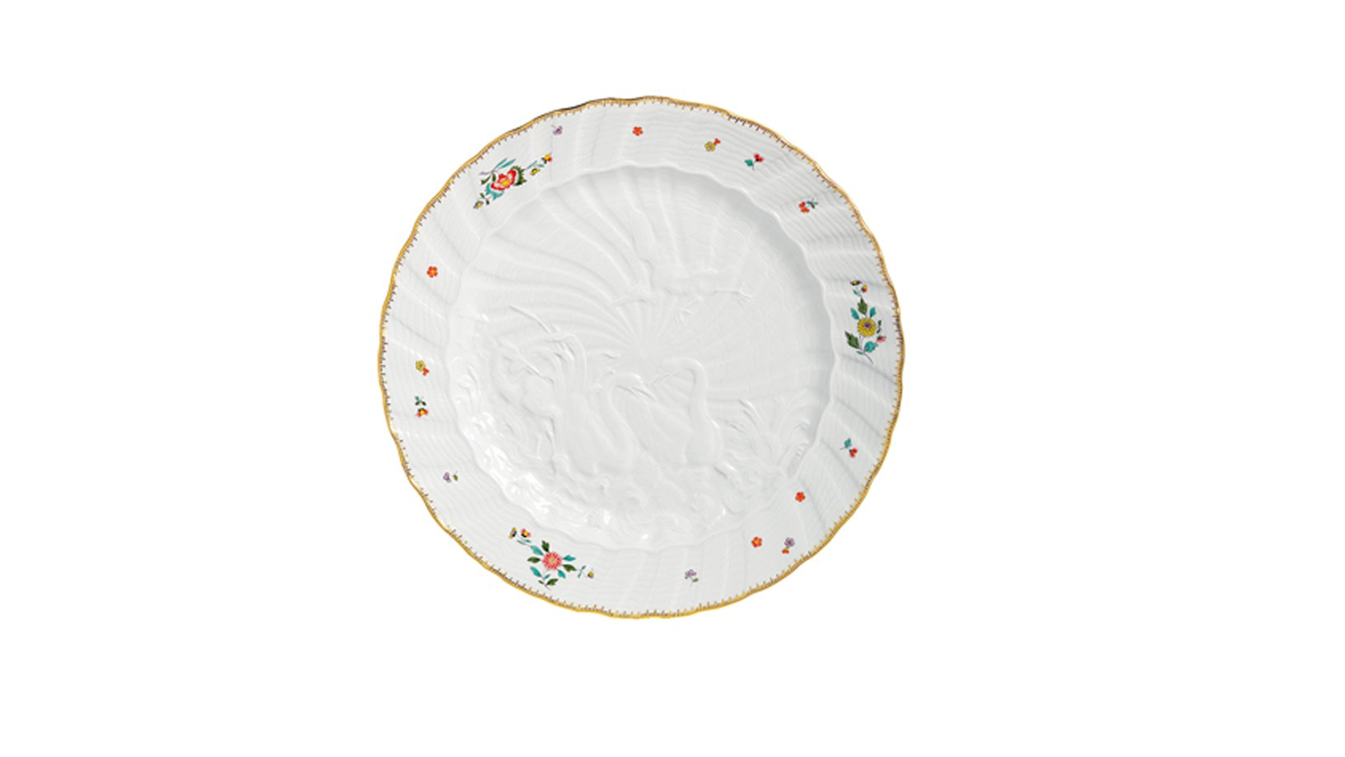 Тарелка обеденная Meissen 24,5 см Лебединый сервиз, индийские цветы