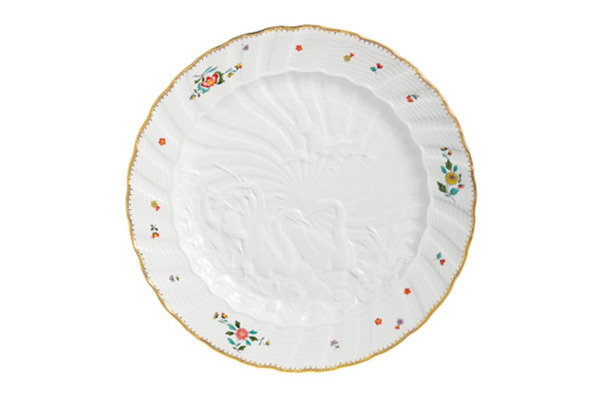 Тарелка обеденная Meissen 24,5 см Лебединый сервиз, индийские цветы
