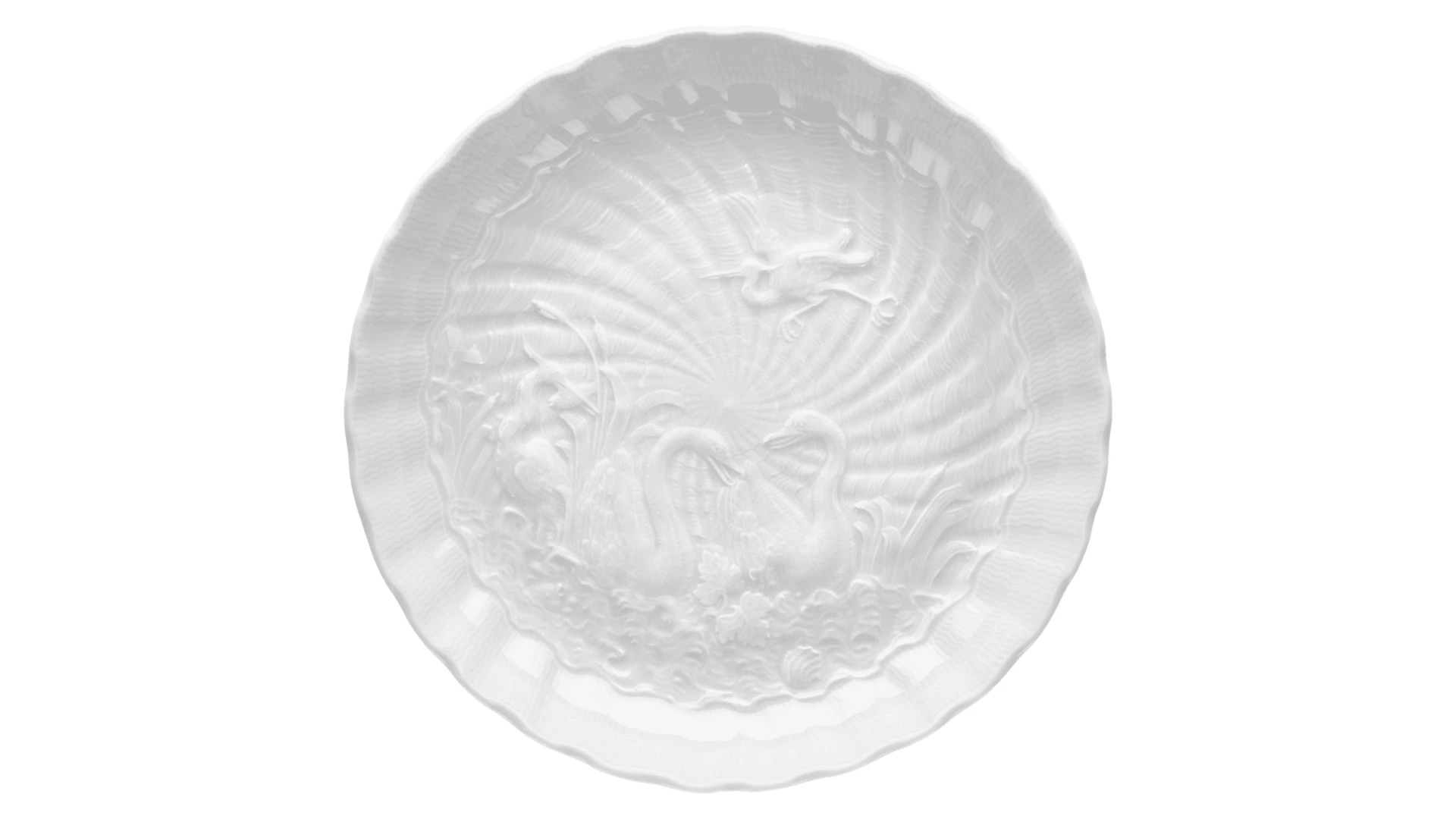 Чашка чайная с блюдцем Meissen Лебединый сервиз, белый рельеф 250 мл