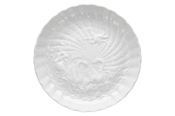 Чашка чайная с блюдцем Meissen Лебединый сервиз, белый рельеф 250 мл