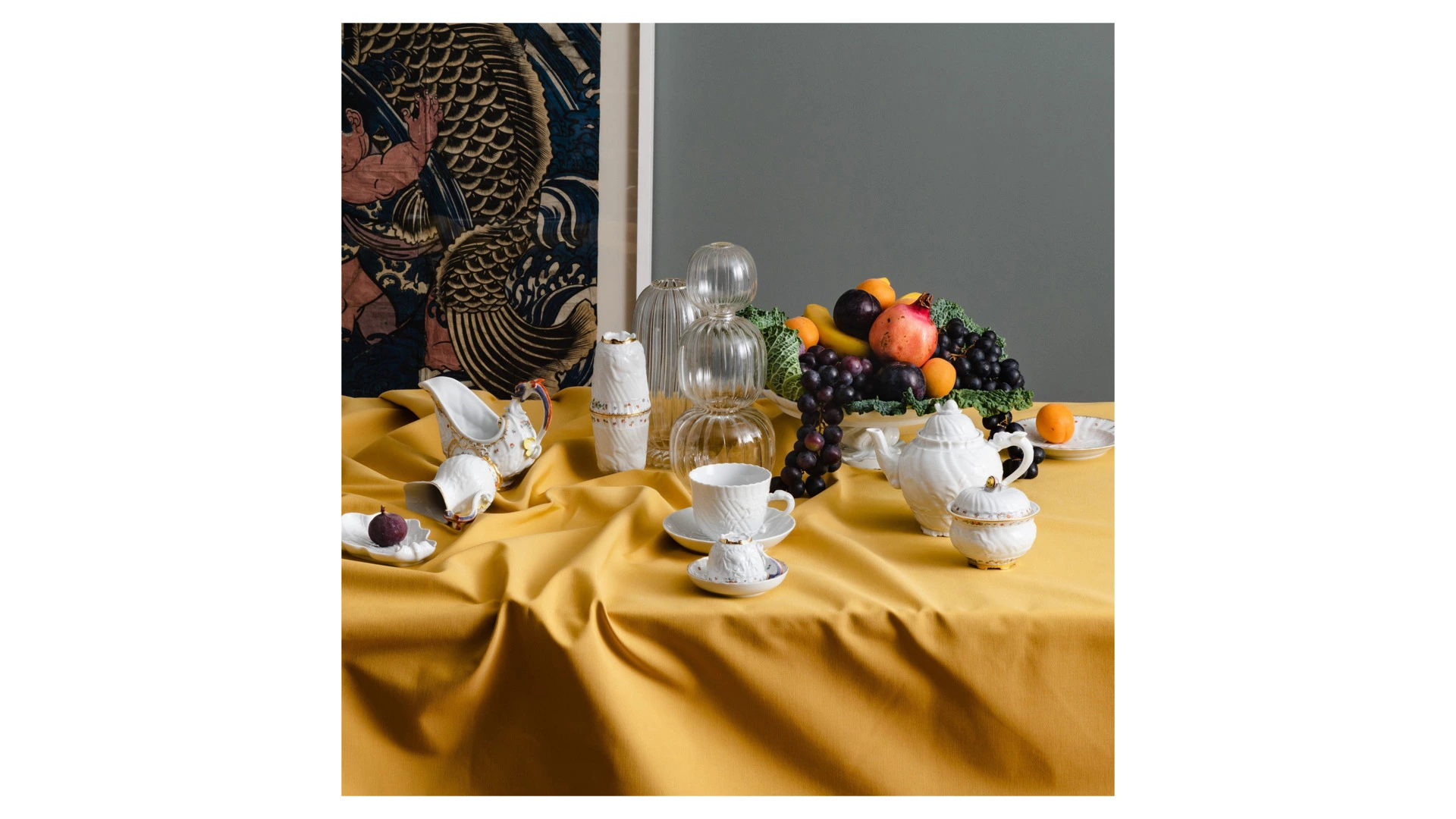 Чашка чайная с блюдцем Meissen Лебединый сервиз, белый рельеф 250 мл