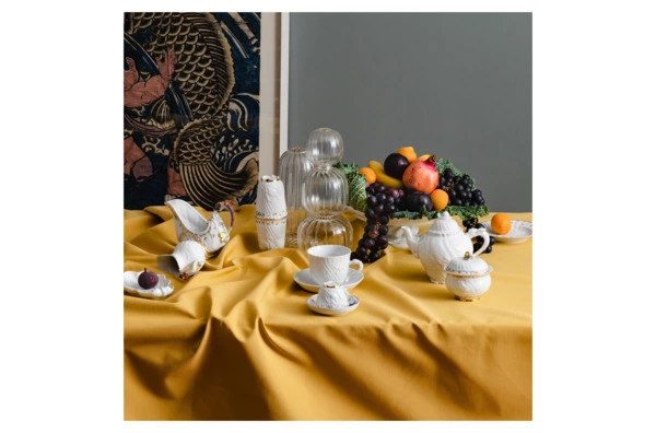 Чашка чайная с блюдцем Meissen Лебединый сервиз, белый рельеф 250 мл