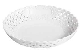 Блюдо ажурное  Meissen круглое 21 см Новый марсель, белый рельеф