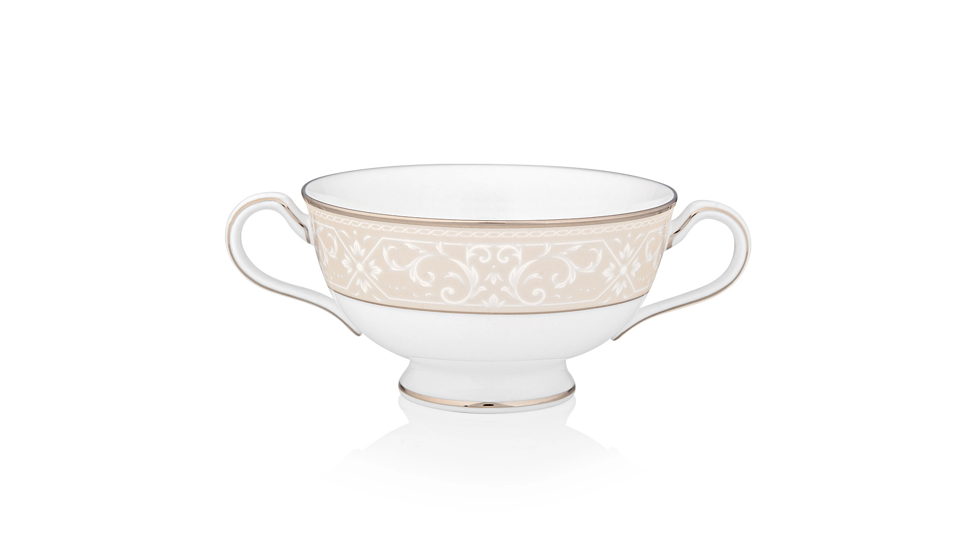 Чашка суповая с блюдцем Noritake Монтвейл Платиновый кант 210 мл
