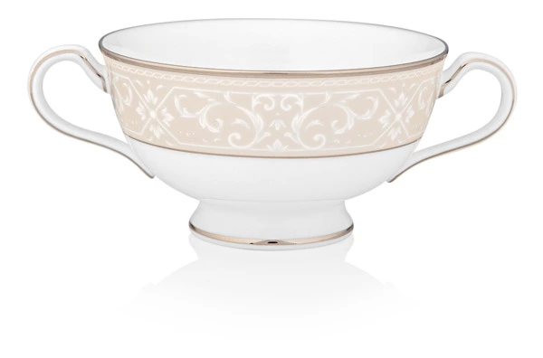 Чашка суповая с блюдцем Noritake Монтвейл Платиновый кант 210 мл