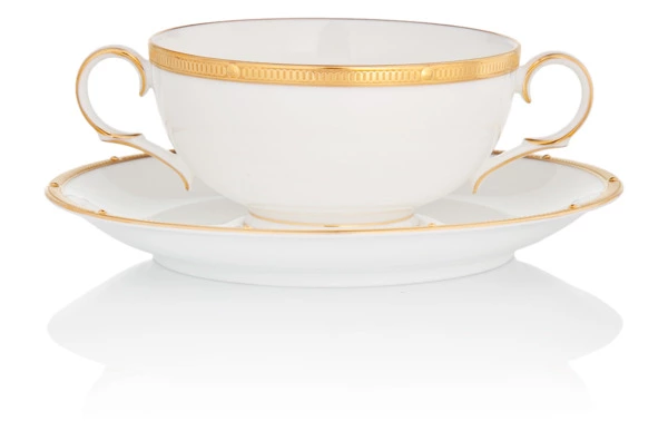 Чашка суповая с блюдцем Noritake Рочель Золотой кант 210 мл