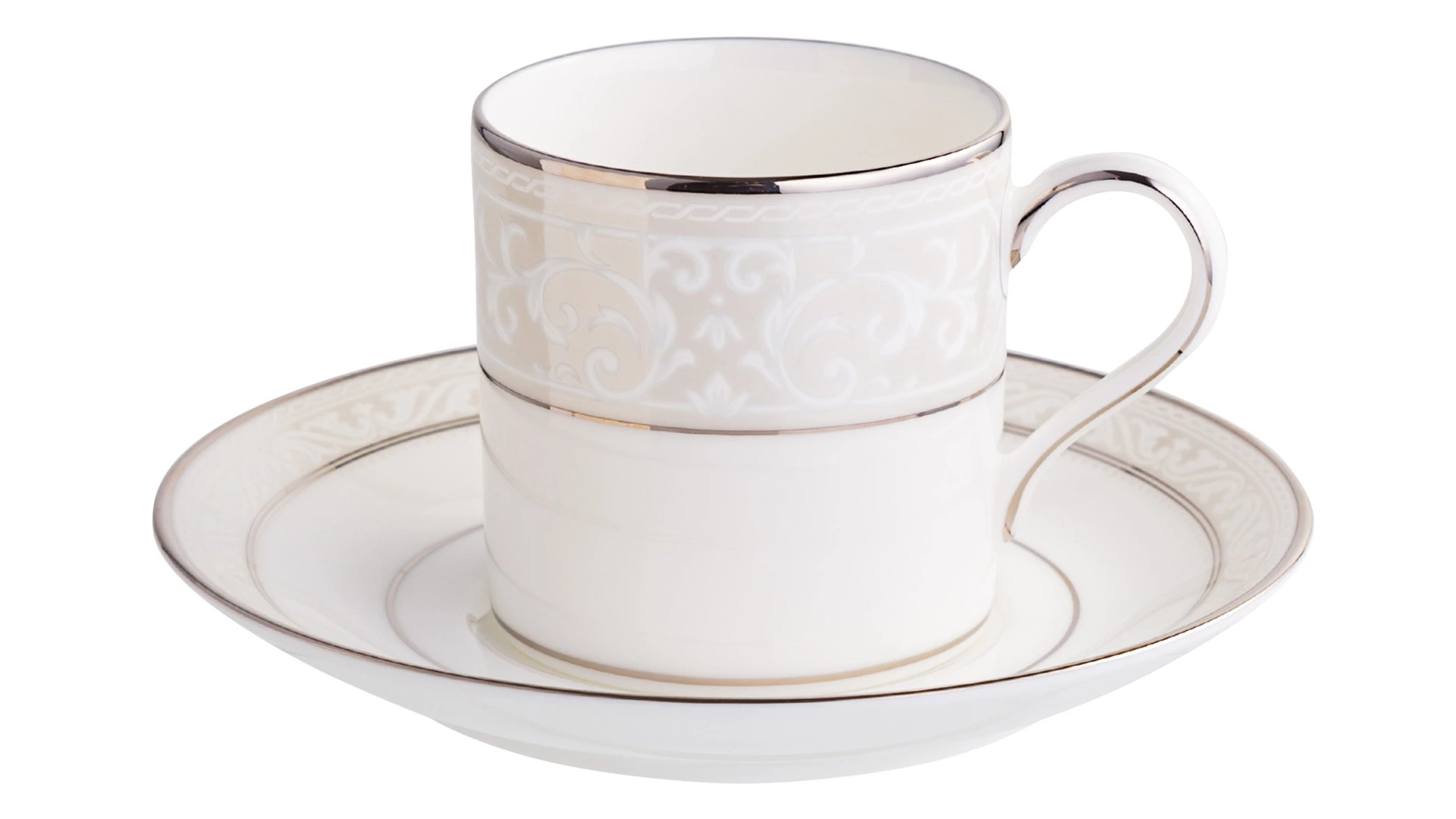 Чашка кофейная с блюдцем Noritake Монтвейл Платиновый кант 90 мл