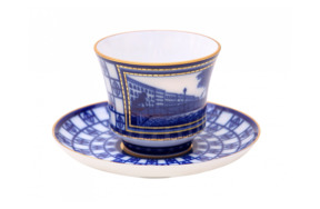 Чашка чайная с блюдцем ИФЗ Львиный мостик  Банкетная 220 мл, фарфор твердый