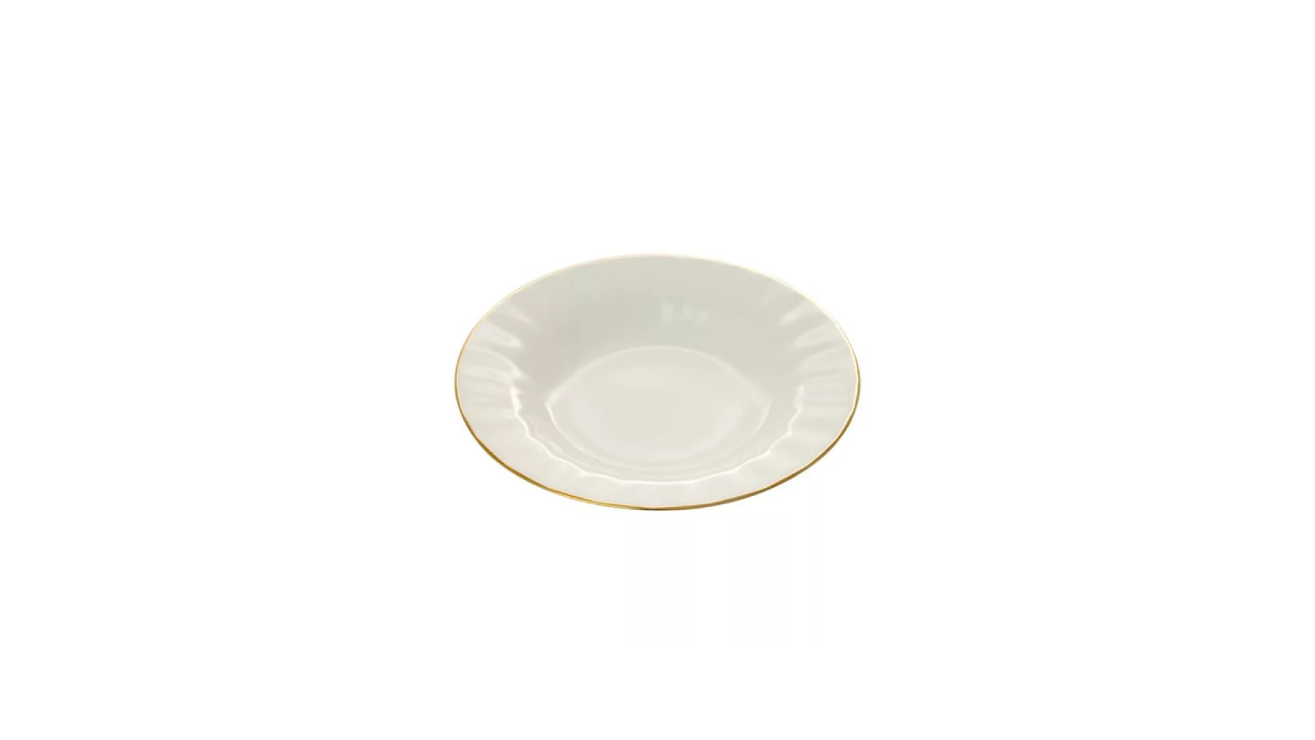 Тарелка суповая ИФЗ Золотая лента Нега 21,5 см, фарфор костяной