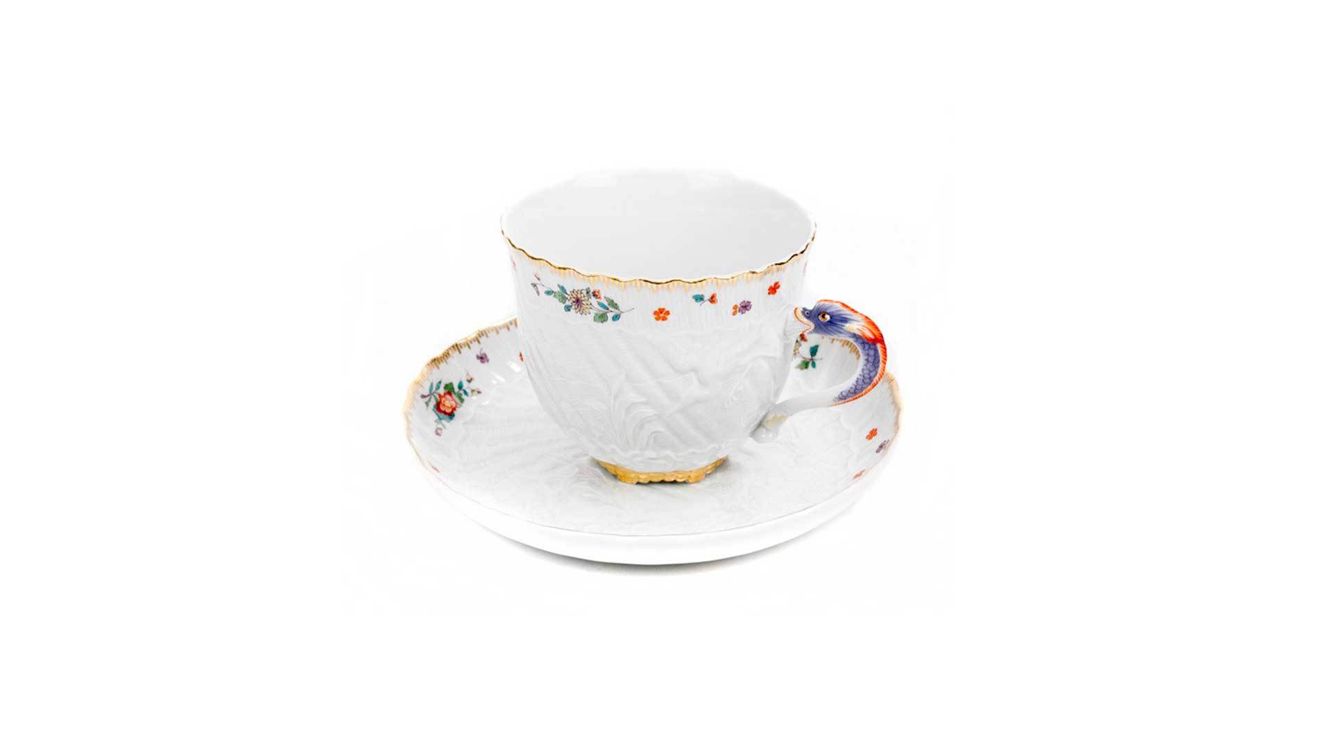 Чашка чайная с блюдцем Meissen 250мл Лебединый сервиз, индийские цветы