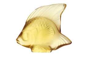 Скульптупа Lalique Рыбка, хрусталь, золотая