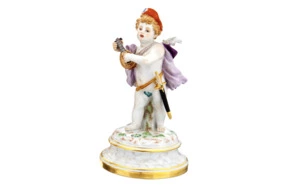 Фигурка Meissen 17,5 см Купидон-менестрель с лютней, Генрих Швабе, 1877-1880 гг