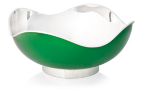 Чаша круглая с резным краем 28 см Schiavon Дизайн-микс, зеленый лак
