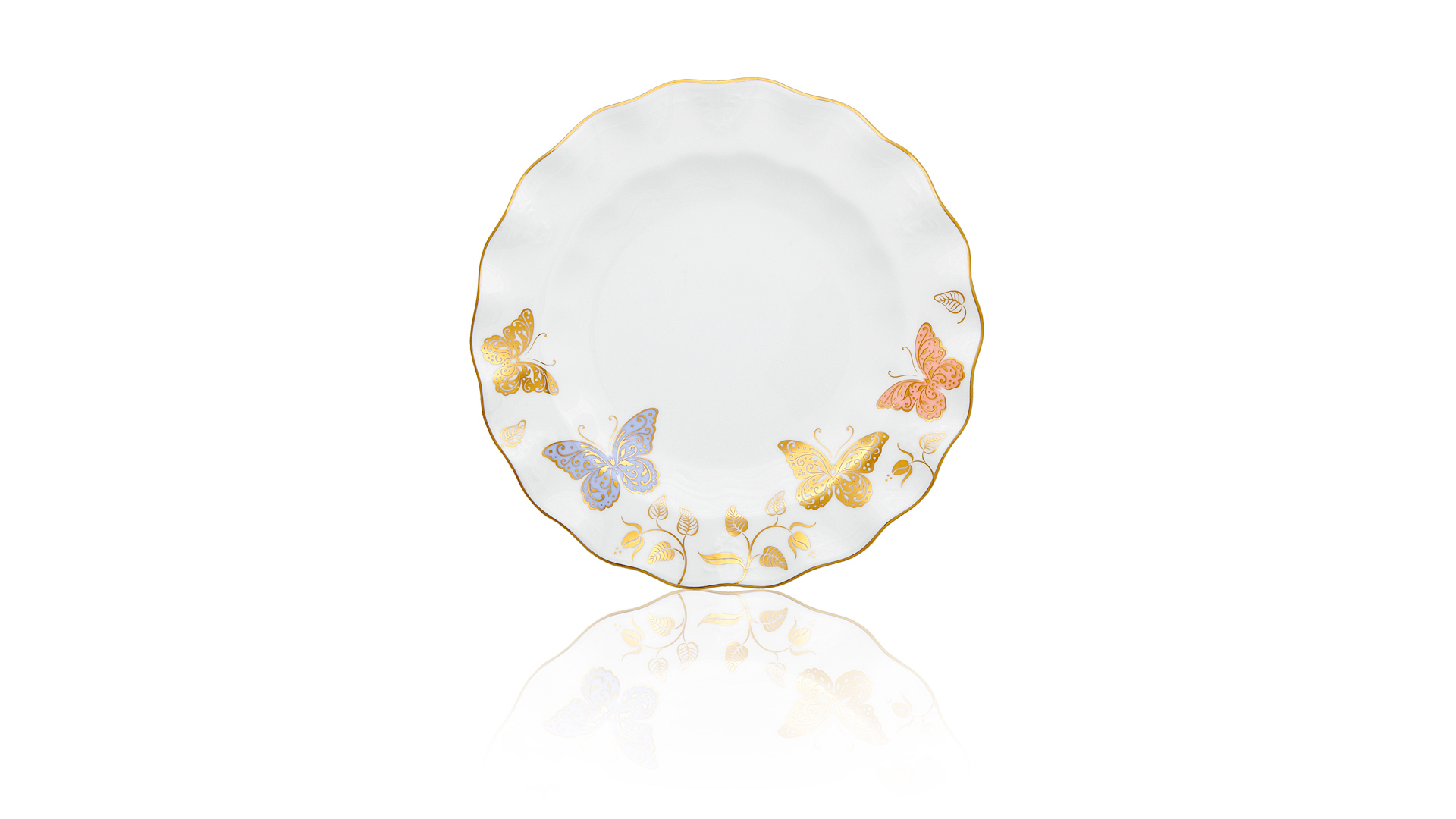 Тарелка закусочная Royal Crown Derby Королевская бабочка 21,5см (цветная)