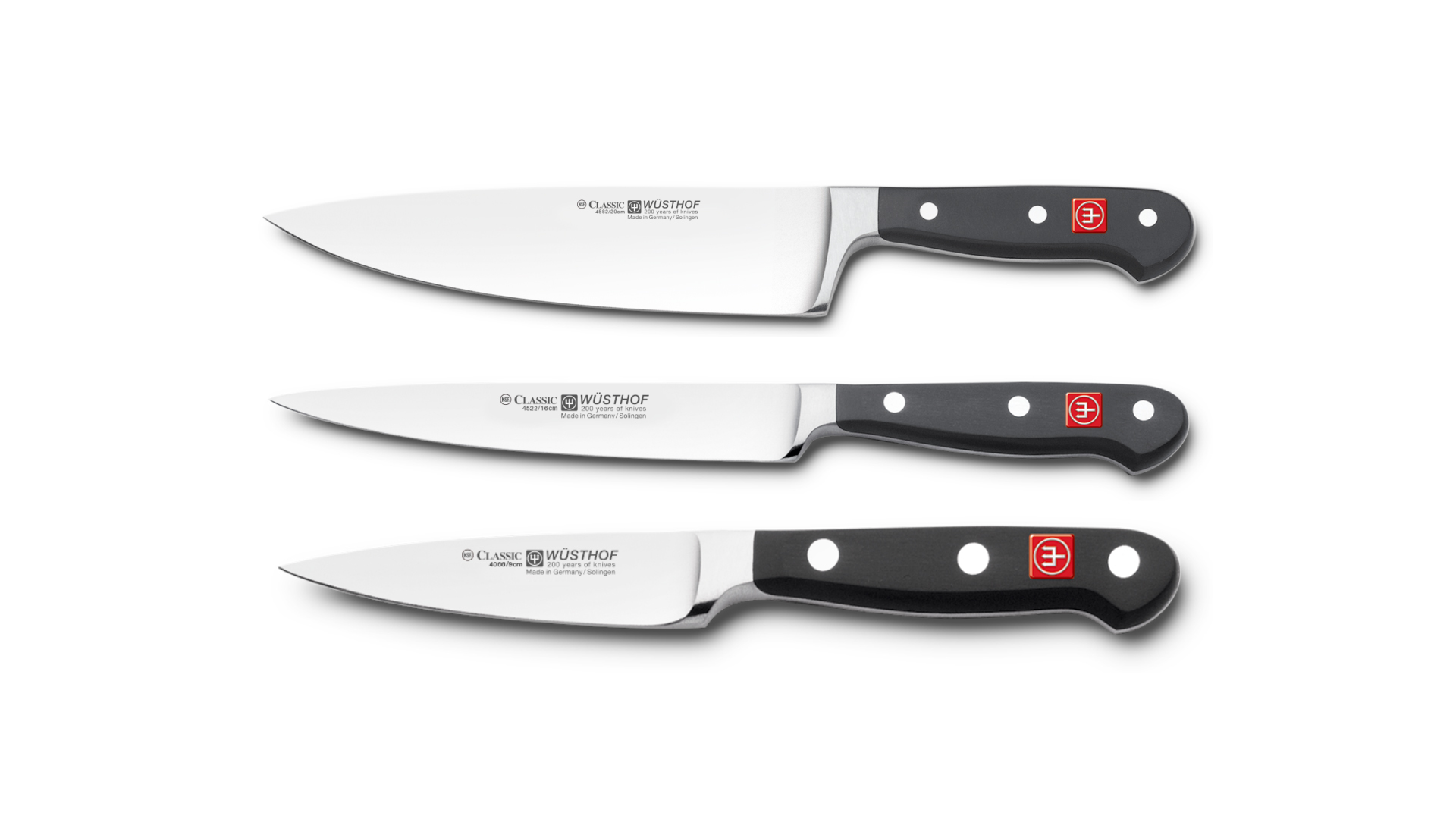 Набор кухонных ножей  Поварская тройка Wuesthof Classic, 3 шт, сталь кованая