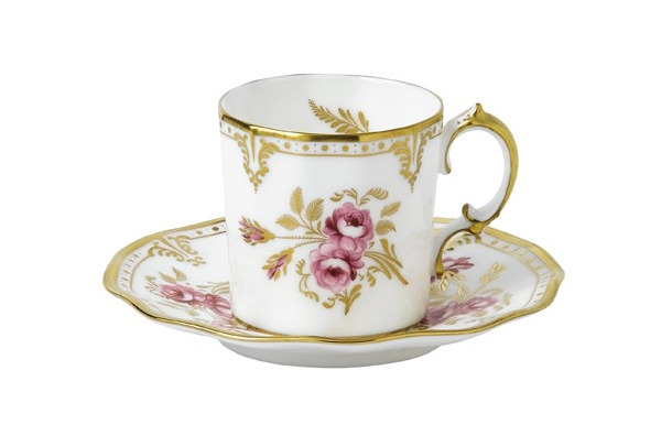 Чашка кофейная с блюдцем Royal Crown Derby Королевская роза Пинкстона