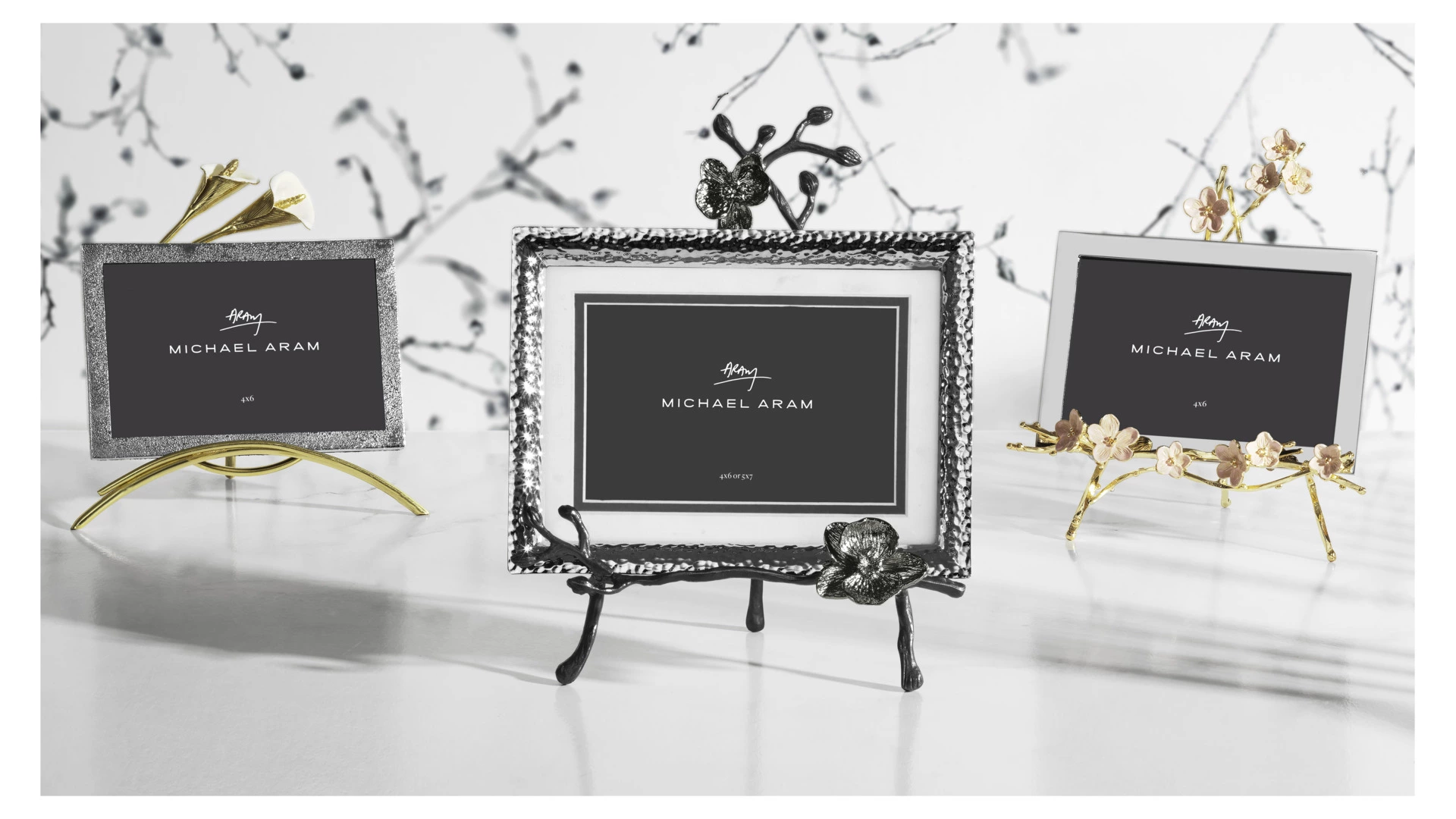 Рамка для фото на подставке Michael Aram Черная орхидея 13х18 см, сталь нержавеющая, серебристая