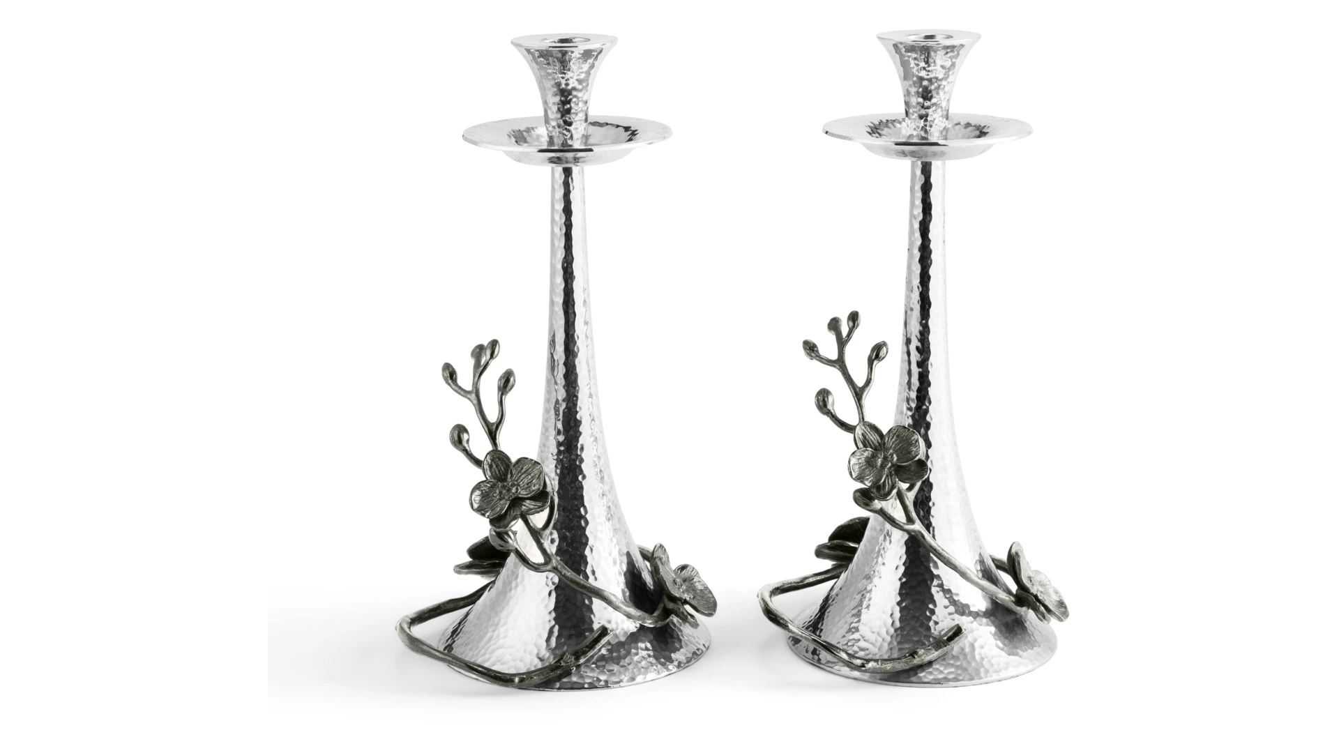 Набор подсвечников Michael Aram Черная орхидея 28 см, 2 шт, серебристый