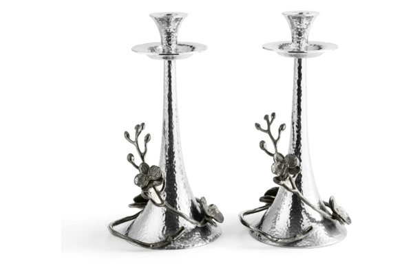 Набор подсвечников Michael Aram Черная орхидея 28 см, 2 шт, серебристый