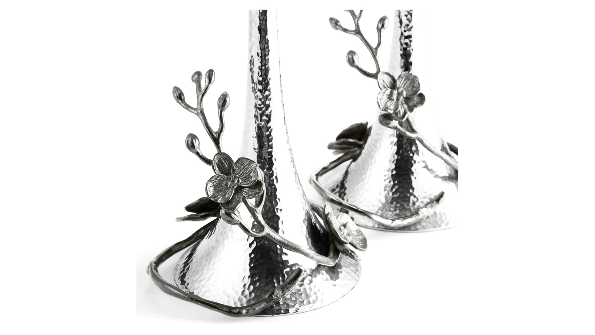 Набор подсвечников Michael Aram Черная орхидея 28 см, 2 шт, серебристый