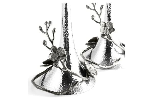 Набор подсвечников Michael Aram Черная орхидея 28 см, 2 шт, серебристый