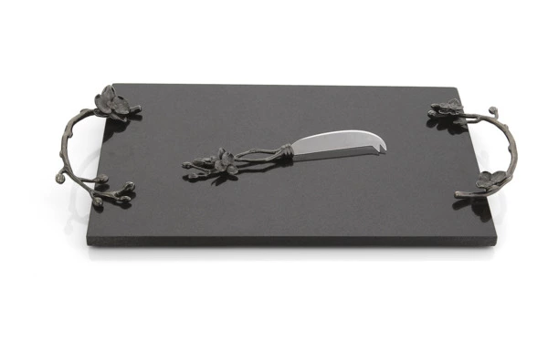 Доска для сыра прямоугольная с ножом  Michael Aram Чёрная орхидея 46x25 см, гранит, черная