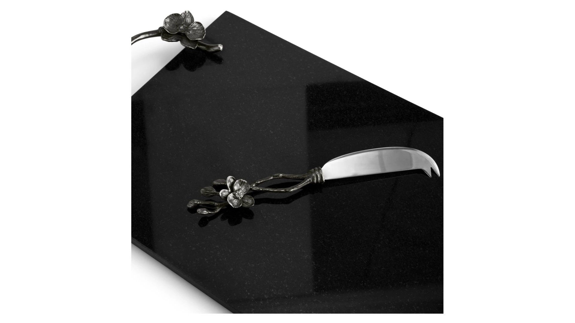 Доска для сыра прямоугольная с ножом  Michael Aram Чёрная орхидея 46x25 см, гранит, черная