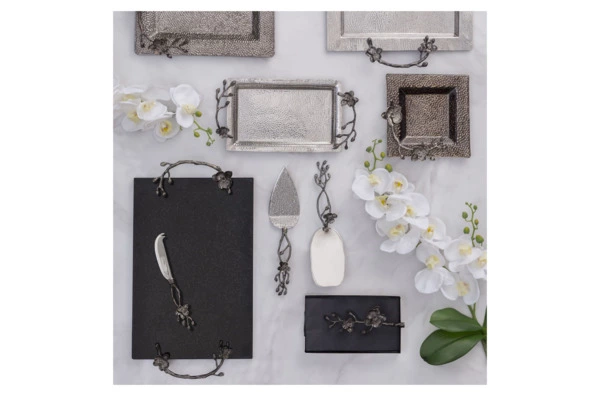 Доска для сыра прямоугольная с ножом  Michael Aram Чёрная орхидея 46x25 см, гранит, черная