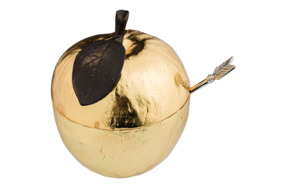 Сахарница с ложкой Michael Aram Золотое яблоко 11 см, сталь нержавеющая, золотистая