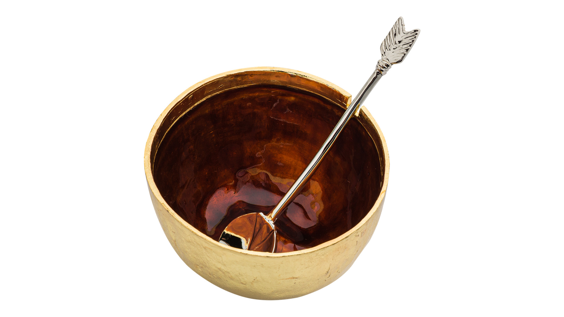 Сахарница с ложкой Michael Aram Золотое яблоко 11 см, сталь нержавеющая, золотистая