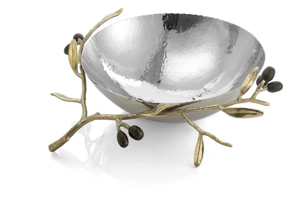 Чаша Michael Aram Золотая оливковая ветвь 25 см, сталь нержавеющая , серебристая